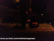 A slut's wife shamelessly drinks piss and cum in a public park 15/16