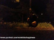 A slut's wife shamelessly drinks piss and cum in a public park 2/16