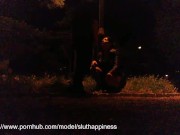 A slut's wife shamelessly drinks piss and cum in a public park 3/16
