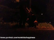 A slut's wife shamelessly drinks piss and cum in a public park 4/16