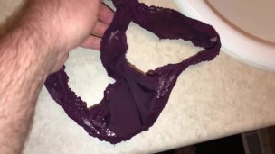 POV Dirty Panty Masturbation Sniffing,Tasting, and Cumming On Another Pair Of My Wifes Dirty Panties