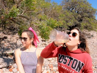 drinking pee with my best friend “belle amore” in the public park and peeing in public bathroom -4k-