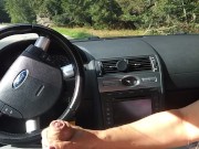 Milf sucking dick on the parking by the public road. Public cock sucking and cumshot 16/16