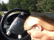 Milf sucking dick on the parking by the public road. Public cock sucking and cumshot 3/16