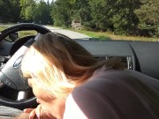 Milf sucking dick on the parking by the public road. Public cock sucking and cumshot 5/16