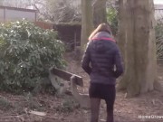 Cute girl sucks her boyfriends cock at the park