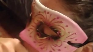 Hotwife giving blowjob with mask on part 1