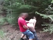 Stranger fucked totally naked lady in public wood having outdoor sex  2/16