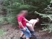 Stranger fucked totally naked lady in public wood having outdoor sex  3/16