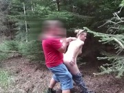 Stranger fucked totally naked lady in public wood having outdoor sex  5/16