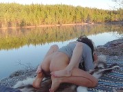 Sex on a reindeer skin next to a forest lake - RosenlundX - 60fps 11/16