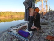 Sex on a reindeer skin next to a forest lake - RosenlundX - 60fps 5/16