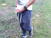 Filming my boyfriend playing his beautiful Cock in public until he almost got caught