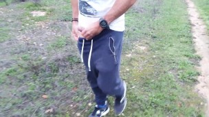 Filming my boyfriend playing his beautiful Cock in public until he almost got caught