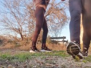 A stranger catches me masturbating in public and fucks with me until we almost get caught 16/16