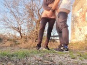 A stranger catches me masturbating in public and fucks with me until we almost get caught 6/16