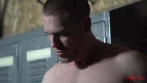 Tall Tattooed Hunk Seduces Gay Trainer For Locker Room Anal