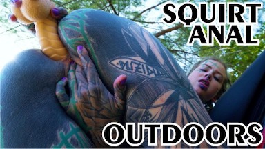 Alternative teen ANAL masturbation IN PUBLIC, naughty girl SQUIRT outdoors, goth, anal gape, tattoo