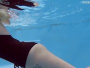 Finnish cutest blonde teen Mimi Cica touches her body in the pool 10/16