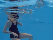 Finnish cutest blonde teen Mimi Cica touches her body in the pool 11/16