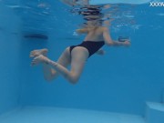 Finnish cutest blonde teen Mimi Cica touches her body in the pool 5/16