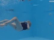 Finnish cutest blonde teen Mimi Cica touches her body in the pool 8/16