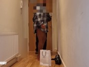 Teasing a Real DELIVERY GUY - Shirt Unbuttoned with No PANTIES or BRA 11/16