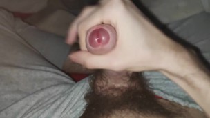 Jerking off huge cock during the night 