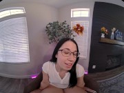 Adorable brunette in glasses gets off with her toys in VR 2/16