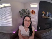 Adorable brunette in glasses gets off with her toys in VR 3/16
