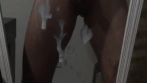 Cum Splattered Mirror From My Edged And Swollen Dick!