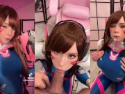  Girl Cosplay D.Va from Overwatch and Sucks Dick till Facial
