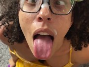 Curly haired slut gets fucked doggystyle and facialized 15/16