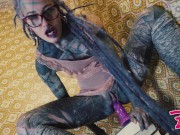 nerdy naughty Tattoo TEEN anal masturbation and PISS - TOYS in ass, ATM, PEE FETISH, nerdy goth, punk girl penetration 1/16