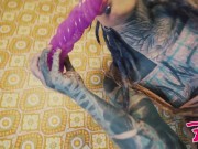 nerdy naughty Tattoo TEEN anal masturbation and PISS - TOYS in ass, ATM, PEE FETISH, nerdy goth, punk girl penetration 12/16