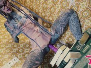 nerdy naughty Tattoo TEEN anal masturbation and PISS - TOYS in ass, ATM, PEE FETISH, nerdy goth, punk girl penetration 9/16