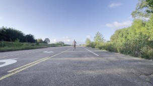 Caught naked on a public road jacking off