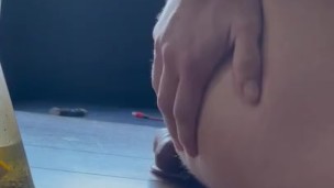College boy fucks himself after smoking 