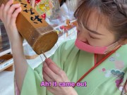 初詣帰りの１９才着物美少女をホテルに連れ込み中出しSEX♡RYO＆YUU♡素人カップル/10代/歳の差/女子大生/スタイル抜群/色白/美乳/着物/スマホ撮影/English subtitles 1/16