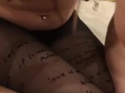 Blowjob and cum on nylon 11/16