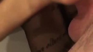 Blowjob and cum on nylon