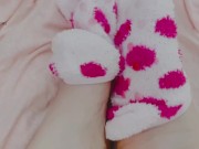 Feet play and teasing with light pink and bright pink socks!  12/16
