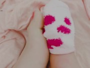 Feet play and teasing with light pink and bright pink socks!  13/16