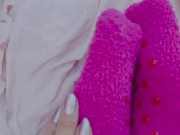 Feet play and teasing with light pink and bright pink socks!  14/16