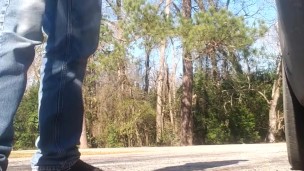 Flashing ginger dick, cigarette break and pissing