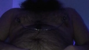 Bearded Pup Shoots a Load with Clamps On