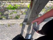 Extreme risky public Handjob on a high frequented Lake - Sloppy Handjob and Cumshot