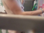Little titty blonde smoking in shower 6/16
