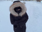 Freezing Girlfriend Warmed Up Hard Sex and Swallowed Cum 1/16