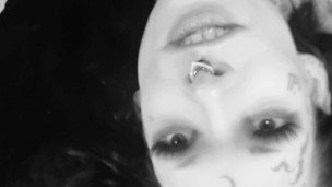 Tattooed ts gives blowjob